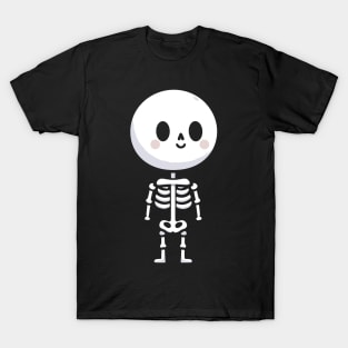 Cute Happy Skeleton in Kawaii Style | Happy Halloween Cute Skeleton Design T-Shirt